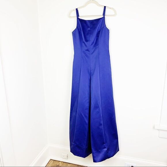 ABS Collection Spaghetti Strap Blue Satin Gown Size 4 NEW - Picture 1 of 8